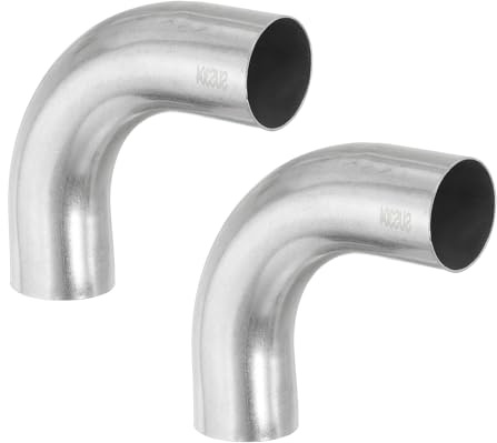 PATIKIL 1-1/2 OD 304 Stainless Steel Butt, 2Pack 90 Degree Elbow Pipe Fitting Bend Welding Sweat Solder Connection for Stair Handrail