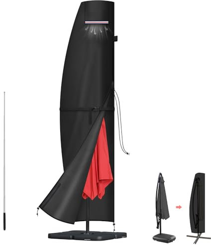 LAMUNI Funda Parasol Jardin Funda Sombrilla Terraza Exterior Funda para Sombrilla de Jardin Grande Cubierta para Sombrilla de Ø4m, Impermeable Funda Protectora para Parasol de Playa, 240x40/70/50cm