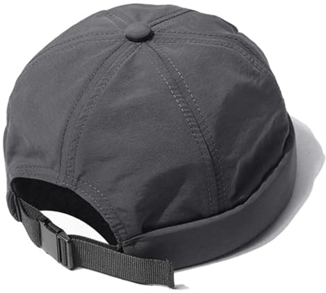 XYIYI Grey Men Quick Dry Docker Cap Breathable Brimless Cap Rolled Cuff Retro Sailor Beanie Hat