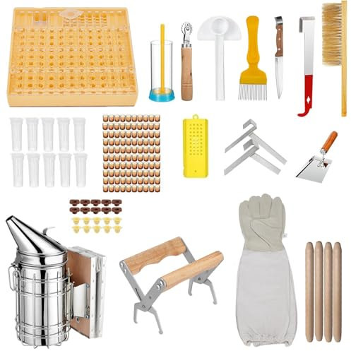TOOSOAR Imker Zubehör,15-teiliges Imkerei Starter Set,Imkerei-Werkzeuge und Zubehör für Anfänger und Erfahrene Imker