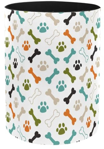 Colored Dog Cat Paw Footprint and Bones Pen Pencil Holder Cup Container Iron Sheet Leather Desk Organizer Stand Decor Brush Scissor Holder Decoration Office Desk Home School