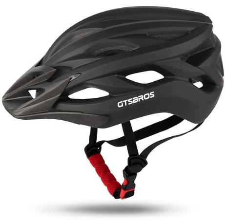 GTSBROS Casco de bicicleta con visera para mujer y hombre, casco ligero desmontable para bicicleta de montaña y transporte urbano (negro mate, M)