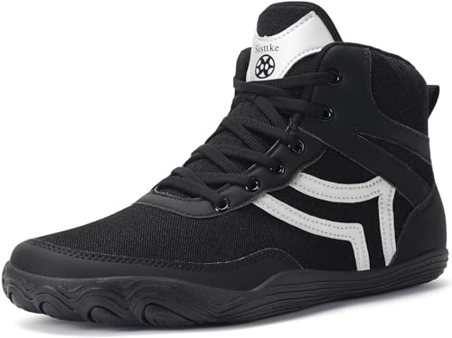 Mens Wrestling Shoes Wide Boxing Shoes Zero Drop Sole, Black, 14 Wide