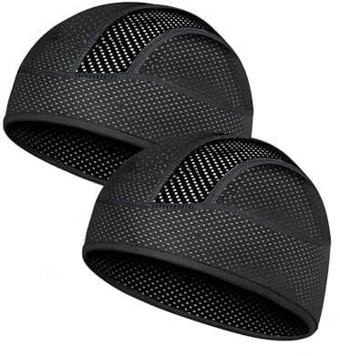 Becellen 2 Piezas Gorro Ciclismo, Verano Transpirable Bici Sotocasco Forro de Casco Elástico Gorros Deporte Unisex Skull Cap Gorra para Hombre Mujer