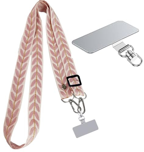 MUYAPAY Correa para Móvil Universal Cinta Colgar Ajustable Transversal Teléfono Cordón Correa Llaves Teléfono Compatible Lanyard con Todos Los Inteligentes Mayoría de los Funda (Rosa)