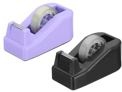 PATIKIL 2 Pezzi Dispensatore Di Nastro Da Scrivania, Piccolo Dispensatore Di Nastro Carino Portanastro Per Ufficio Da Tavolo, Viola Nero