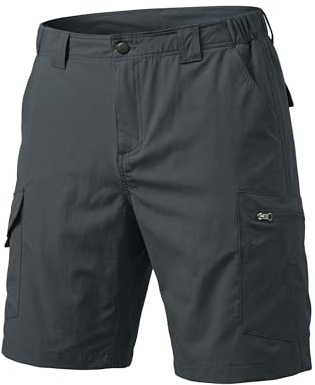 Winebox Men's Hiking Cargo Shorts Quick Dry Lightweight Elasticated Waist & 6 Zip Pockets for Work Outdoor Walking Fishing Golf(Iron Grey-32)