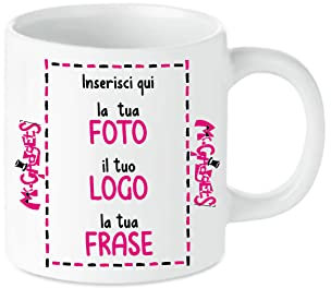Mr. Gadgets Tazzina da caffè in Ceramica Personalizzabile con Foto e Scritta, 350 ml