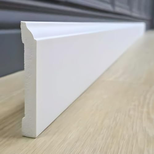 Decoration Ducale - Battiscopa Bianco in Polimeri Duri (Misure 200x8,1x1 cm) Zoccolo Facile da Installare su Muro e Pareti, Bordo Forte e Resistente all'Umidità, Profilo Cucina, Bagno, Sala, Soggiorno