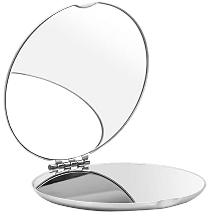 smatime Espejo de Maquillaje Espejo de Bolsillo, Espejo de Viaje Portátil de Acero Inoxidable, Espejo Bolso Compacto Pequeño Espejo Plegable para Unisexo Trabajo de Oficina Viajes Compras 6.4cm/2.5in