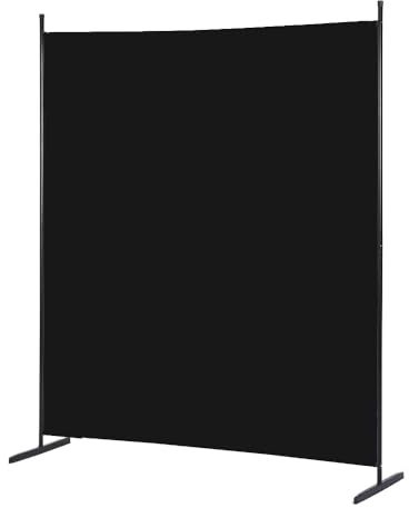 Mingone Raumteiler Trennwand Extralanger Paravent 1-TLG. Sichtschutz Faltbar mit Metallrahmen Polyester-Mischgewebe für Wohnzimmer, Schlafzimmer, Küche, Büro, Balkon, Garten, Schwarz, 175x176cm