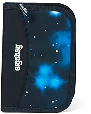 ergobag Lyra Buntstifte-Set, 22 Buntstifte, Stundenfach, Münzfach, Lineal, Bär aus der Galaxie (Dunkelblau)