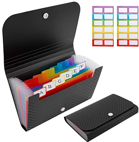 2PCS A6 Carpeta de Archivos Extensible, 13 Bolsillos Clasificador Carpetas de Acordeón Organizador de Archivos de Acordeón, Clasificadores Carpetas Para Documentos Hogar Oficina u Escuela, 18*11.2*3cm