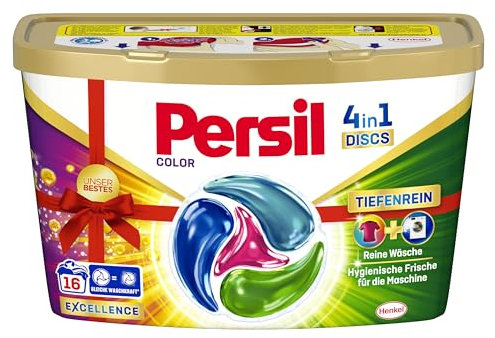 Persil Color 4in1 DISCS (16 Waschladungen), Waschmittel mit Tiefenrein Technologie, Colorwaschmittel für reine Wäsche und hygienische Frische für die Maschine