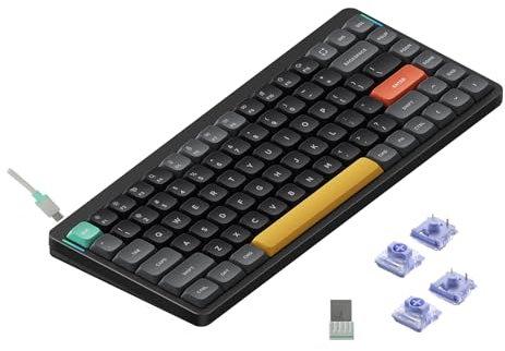 nuphy Air75 V2 Wireless Mechanical Keyboard, 84 Keys RGB Hot-Swap Keyboard, Supports Bluetooth 5.1, 2.4G and Wired Connection C for PC/Laptop/Windows/Mac-Black Gateron Wisteria Switch