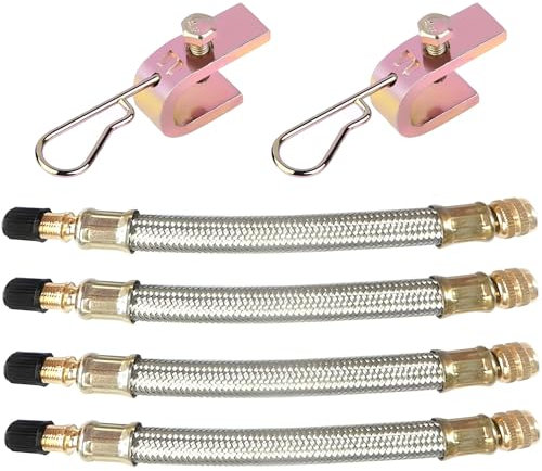 Pyuyan 4 Pezzi Estensione della Valvola, Estensione Valvola Pneumatico, Prolunghe Valvola, Valvola Flessibile per Pneumatici, Prolunga Valvola con 2 Morsetti per Camion, Autobus, Camper, Rimorchio