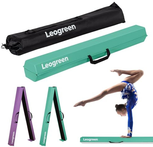 Leogreen Schwebebalken für zuhause, Faltbarer Balancierbalken Kinder Turngeräte für Training 240cm Schwebebalken Gymnastikbalken mit Rutschfestem Boden für Turner oder Anfänger (240 cm Grün)
