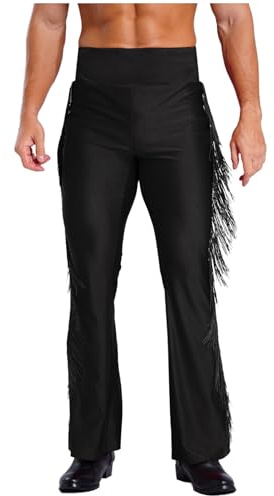 dPois Uomo Pantaloni da Ballo Latino Americano Tango con Nappe Pantaloni Lunghi da Danza Classica Moderna Sala da Ballo Pantaloni Svasati da Danza Samba Rumba Salsa Jazz Nero M