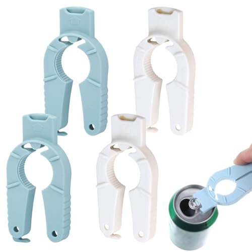 OUDQFCJ 4 Pezzi Apribottiglie Multifunzionale, 3 in 1 Apri Barattoli in Plastica, Apri Tappi a Vite, Divertente Apribottiglie per Anziani con Debolezza alle Mani e Artrite