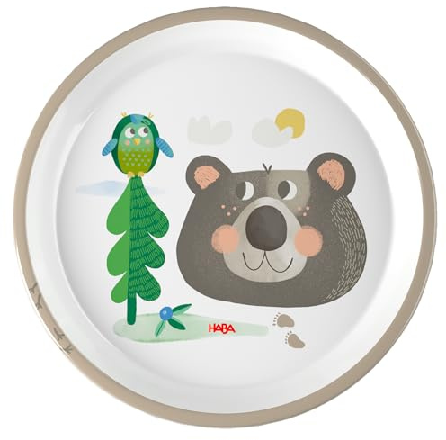 HABA Barntallrik skog – praktisk melamintallrik med björnmotiv – halkfri – diskmaskinssäker – från 12 månader – 2012441003