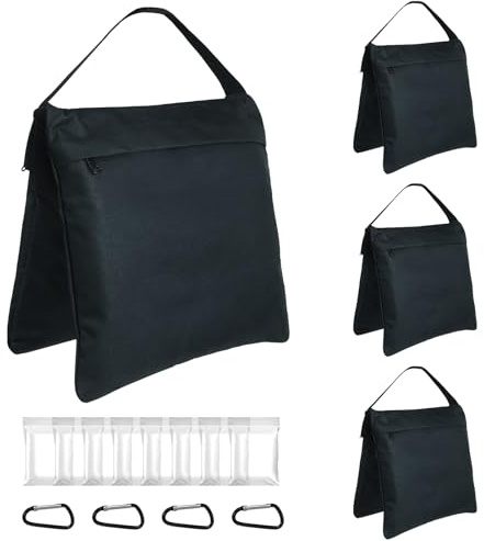 changshengda Lot de 4 Sacs de Sable vides pour Studio Photo - pour trépieds de Lampe, trépieds, Bras d'extension et équipement de Studio Photo (Noir)