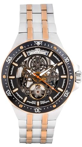 Carl von Zeyten automatisk klocka Urberg 0094 BKRM – herrarmbandsur med skeletterad urtavla, rostfritt stål hölje, bicolor, safirglas, automatisk rörelse. 414–46 mm Ø – tillverkad i Tyskland