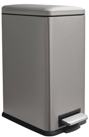 JM.YIPENG 17L Mülleimer Abfalleimer Tretmülleimer mit Deckel und Fußpedal mit Inneneimer, Rechteckig Treteimer für Wohnzimmer, Büro, Grau