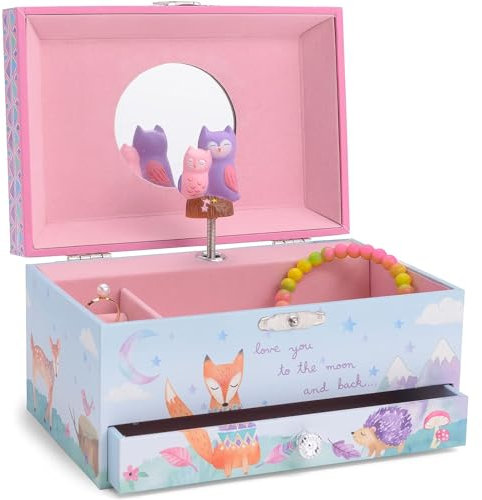 Jewelkeeper - Musikalische Schmuckkästchen Mädchen mit ausziehbarer Schublade, Walddesign Design - Spieluhr mit Das Twinkle Twinkle Little Stars Song, Ideal tier geschenke für mädchen