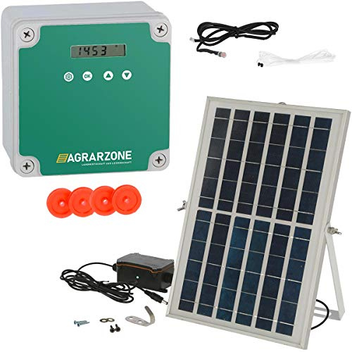 Agrarzone Porte de poulailler Automatique Solaire sans Porte - Porte de poulailler avec minuterie, Manuelle, capteur de lumière - Porte de poulailler électrique Automatique