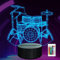 Ammonite Schlagzeug Kit Nachtlicht, Drum-kit 3D-Illusionslampe für Kinder, 16 Farben ändern mit Fernbedienung und Timer, erstaunliche Ideenauswahl für Musikinstrumentenshop Home Supply Dekoration