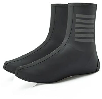 Copriscarpe Ciclismo da Bicicletta Impermeabili Antivento Leggeri Resistenti allo Strappo, Copriscarpe Termici Invernali Caldi per Bici da Strada (Black,L)