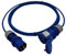 UK Made Mains Power Hookup Cable IP44 16 Amp CEE Plug to Coupler. Electric Extension Lead Blue (Length 5 Metres)