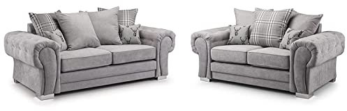 Verona Sofa | 3 Seater 2 Seater Corner Sofa | Grey Fabric Sofa | Living Room | Warranty Included (3+2 Seater)