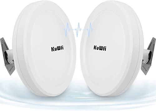 KuWFi 900Mbps Point d'accès WiFi Repeteur Antenne WiFi Exterieur, 5 KM Pont Wi-FI Point à Point, 5.8G Longue Portée Jusqu'à 5KM CPE Répéteur WiFi Extérieur avec Ports Ethernet