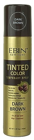 Tinted Color Temporary Root Touch Up Hair Spray 3.38oz /Dark Brown - Perfect Gray Coverage, Quick Dry, Humidity-Resistant, Infused With Jojoba Oil