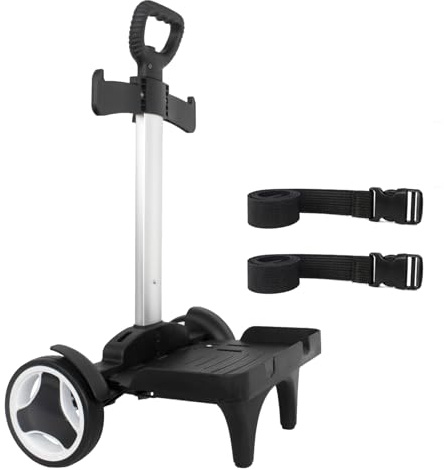 Backpack Trolley Wheeled Cart with Edge Guard Base Noiseless Big Wheels Aluminium Alloy Folding Hand Truck with Luggage Strap for Universal Backpacks Luggage cart for Teenagers,Adults,School,Travel