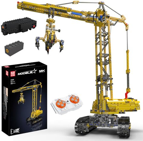 Mould King 17059 Technik Kran Klemmbausteine, 1731 Teile Fernbedienung Turmdrehkran-Spielzeug, Technik Schwerlast Raupenkran Modellbauset, 8 Jahre und älter