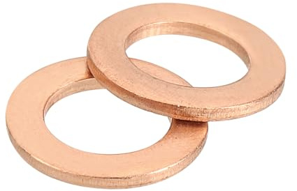 sourcing map M6 Flat Washer, 25 Pcs Copper Ring Flat Washers 10mm OD Metal Sealing Gasket Ring for Screws Bolts Nuts