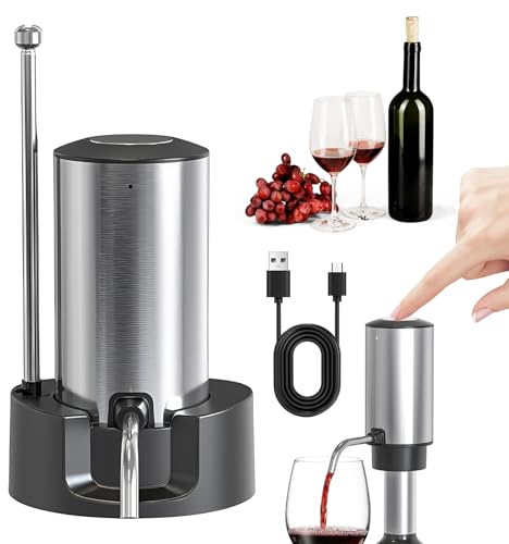 Sporgo Décanteur de vin électrique : décanteur de vin automatique, bec verseur de vin électrique rechargeable, décanteur de vin rouge, pour les fêtes, les mariages, les bars et les restaurants