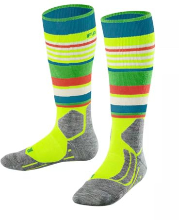 FALKE SK2 Intermediate Trend K Kh laine fil fonctionnel 1 paire, Chaussettes de ski Mixte Enfant, Jaune Lightning 1690, 27-30