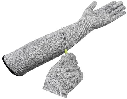 SUNZWO 45cm Long Gardening Gloves - Non-Toxic Eco-Friendly Arm Protection for Rose Pruning, Farm Work & Pet Care (2-Pack, Gray)