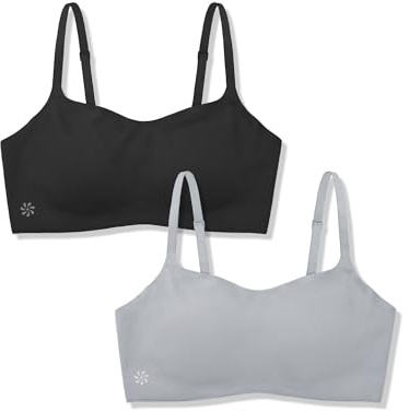 SALIA Girl Reggiseno da Allenamento Morbido Regolabile per Ragazze, Senza Cuciture Cloudcozy Reggiseni Sportivi 10-14 con Imbottitura Fissa Reggiseni per Adolescenti, Nero/Grigio, 10 Anni