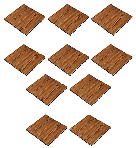 KIMISS Blocs de Sol en Bois d'épissure, Carreaux Flo Résistants à la Corrosion, pour Terrasse Extérieure et Balcon, 10 Pièces
