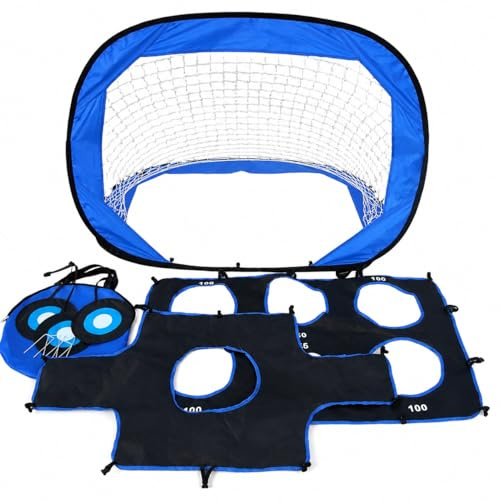 Chatonshen Children Soccer Goal Net Frame Posts Target Fiberglass Build With Cone Markers Disc Markers Hurdle And Storage Crates Suitable for Kids Training Practice Backyard Play