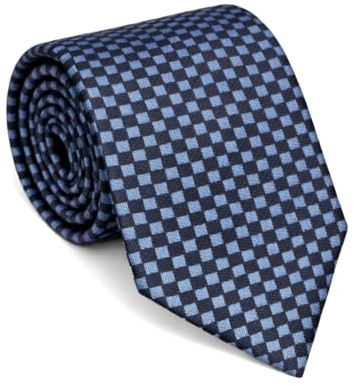 Remo Sartori - Cravatta in Seta stampata Fantasia a Quadretti Blu e Azzurri, Made in Italy, Uomo
