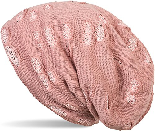 styleBREAKER Beanie för dam med paljetter,AltRosa