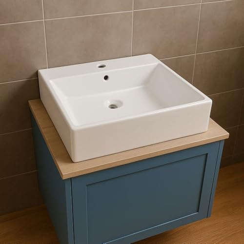 Lavabo Da Appoggio Ceramica Bianco Lavandino Lavello Arredo 2 Misure (1, 41x41x15 cm)