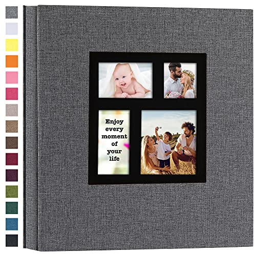 potricher Fotoalbum 4 x 6 600 foton linne inbunden stor kapacitet för familj bröllopsdag baby semester (grå, 600 fickor)