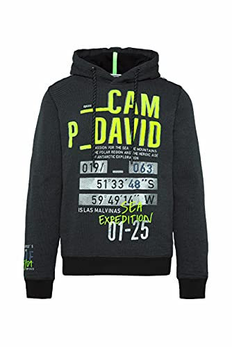 Camp David Herren Hoodie mit Struktur und Logo Artwork Black L