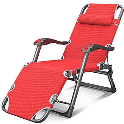 JYCCH Bequemer und Stabiler Schwerlast-Klappstuhl Zero Gravity, Sonnenliege, verstellbar, Liegestühle, wasserdicht und verstellbar für Strand, Terrasse, G, Camping, Outdoor, Büro (rot)